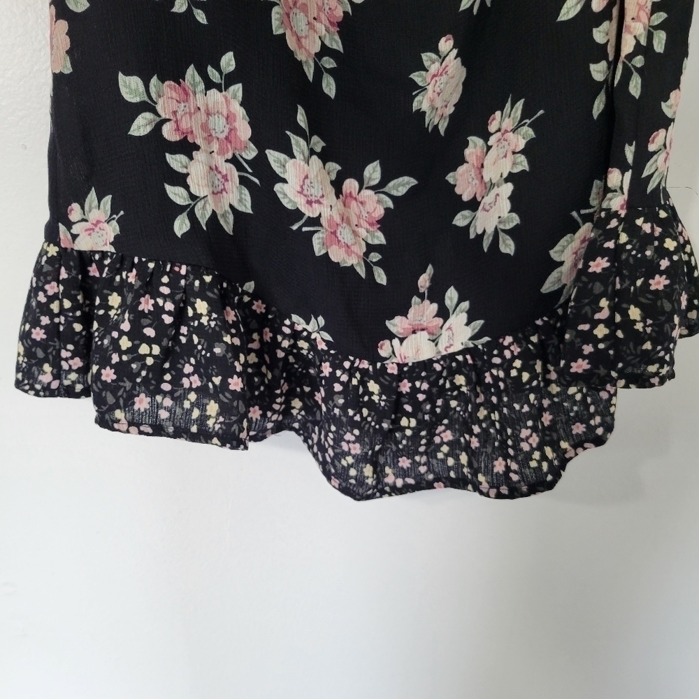 Lulu's Frances Black Floral Print Strapless Tie-Front Mini Dress Size XS - Picture 8 of 11